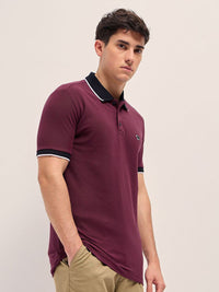 THE BEAR HOUSE Men Solid Polo Collar Cotton T-shirt