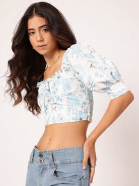 DressBerry Floral Fantasy Ruffle Smocked Crop Top