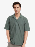 RARE RABBIT Men Comfort Spread Collar Textured Cotton Boxy Casual Shirt