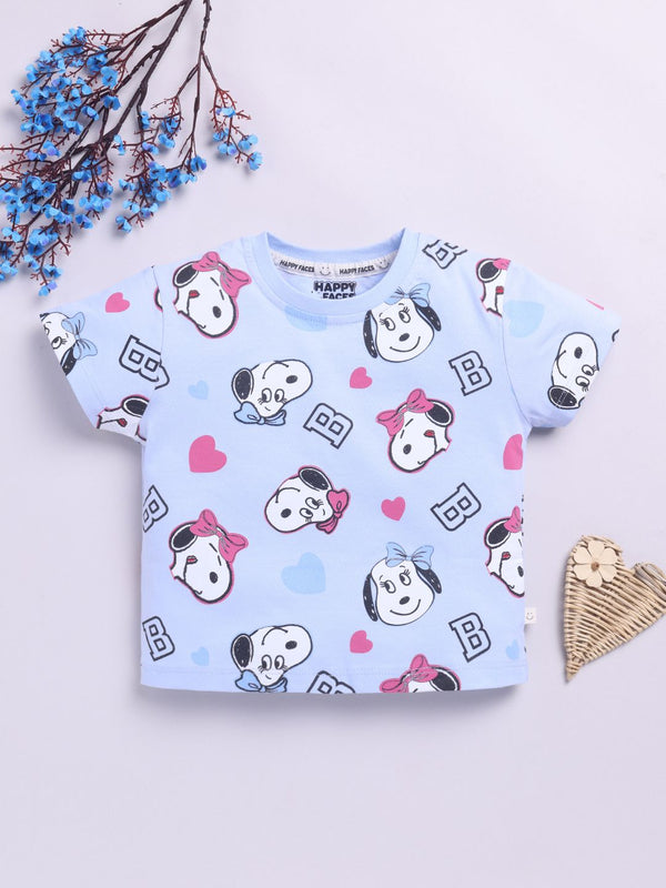 Happy Faces Girls Peanuts Printed Pure Cotton T-shirt