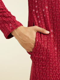 Diwas by Manyavar Geometric Chikankari Embroidered & Sequinned Mandarin Collar Kurta