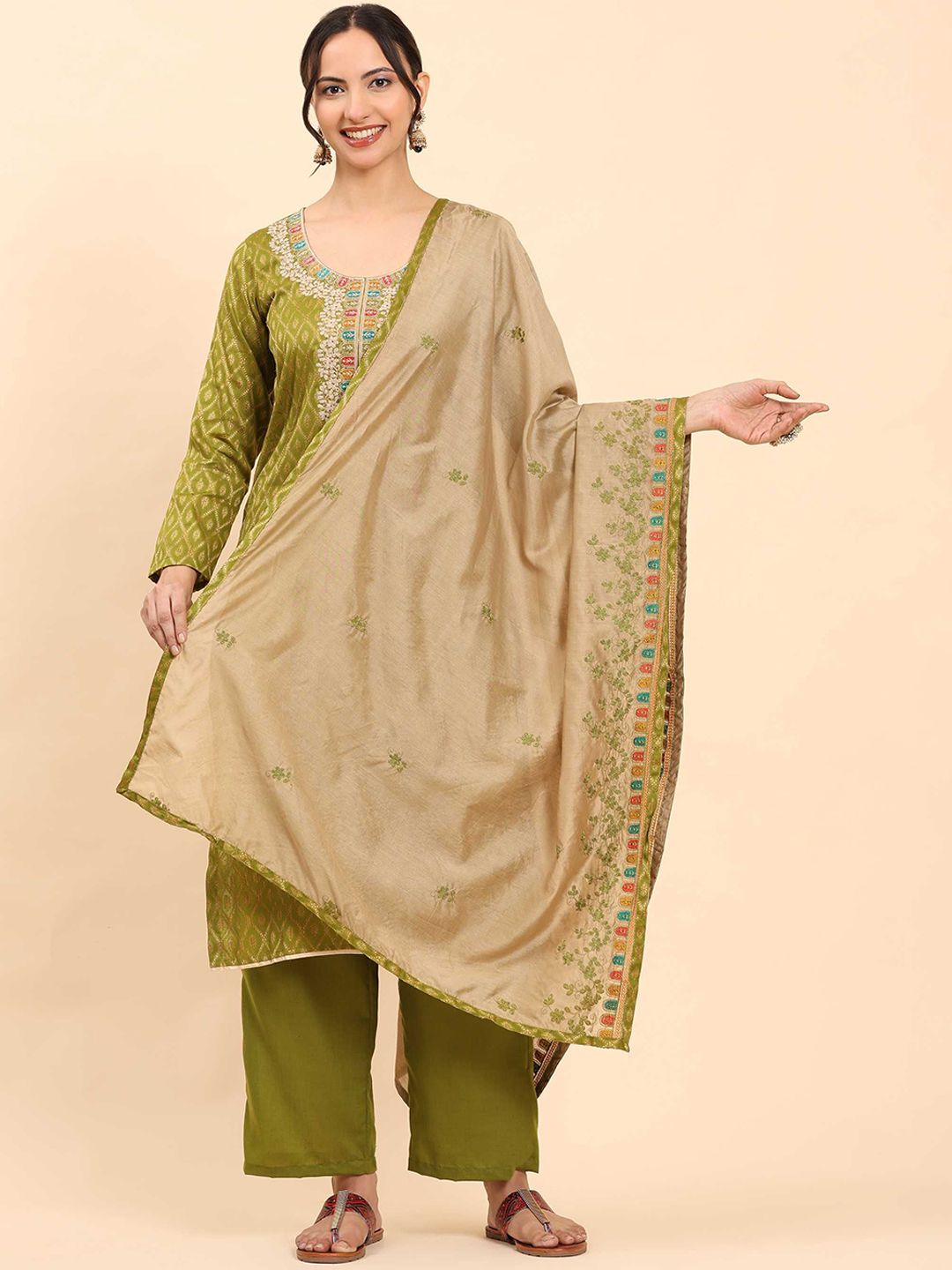 Kurta Kapas Tulen Biasa Wanita Mamicha dengan Palazzos & Dengan Dupatta