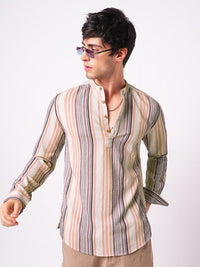 VASTRADO Men Crinkled Striped Kurta
