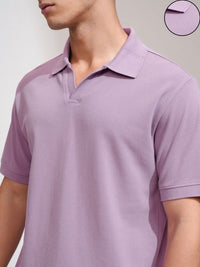 HIGHLANDER Men Solid Polo Collar Cotton T-shirt