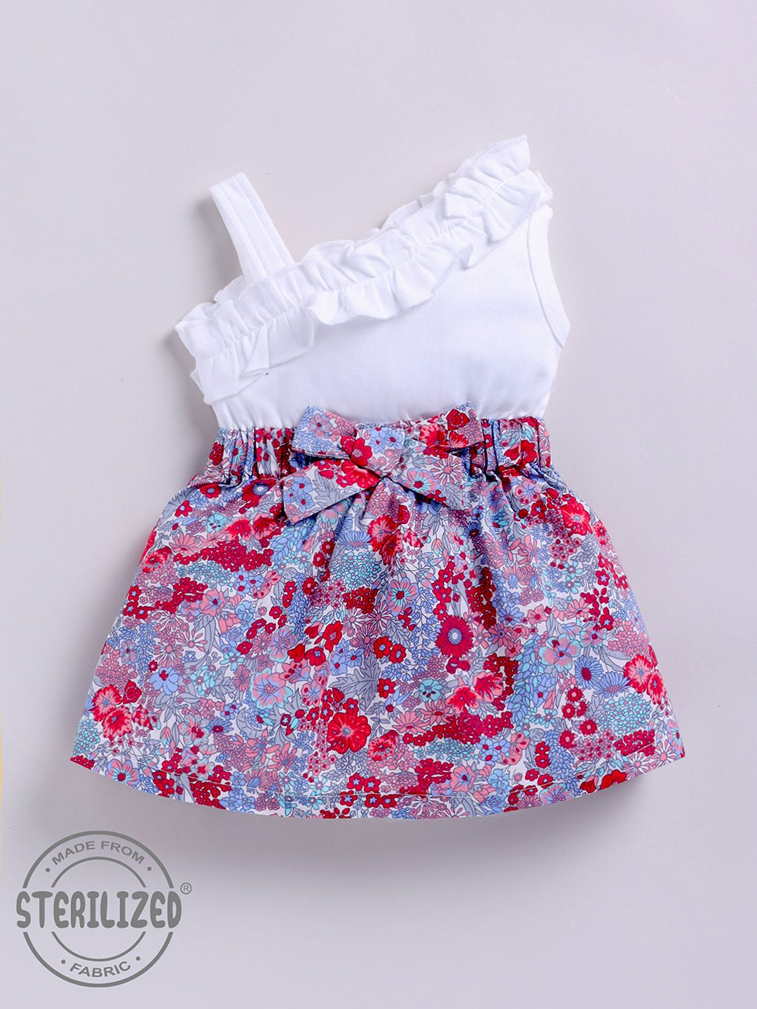 Moms Love Infant Girls Floral Pure Cotton Dress with Bow Detail
