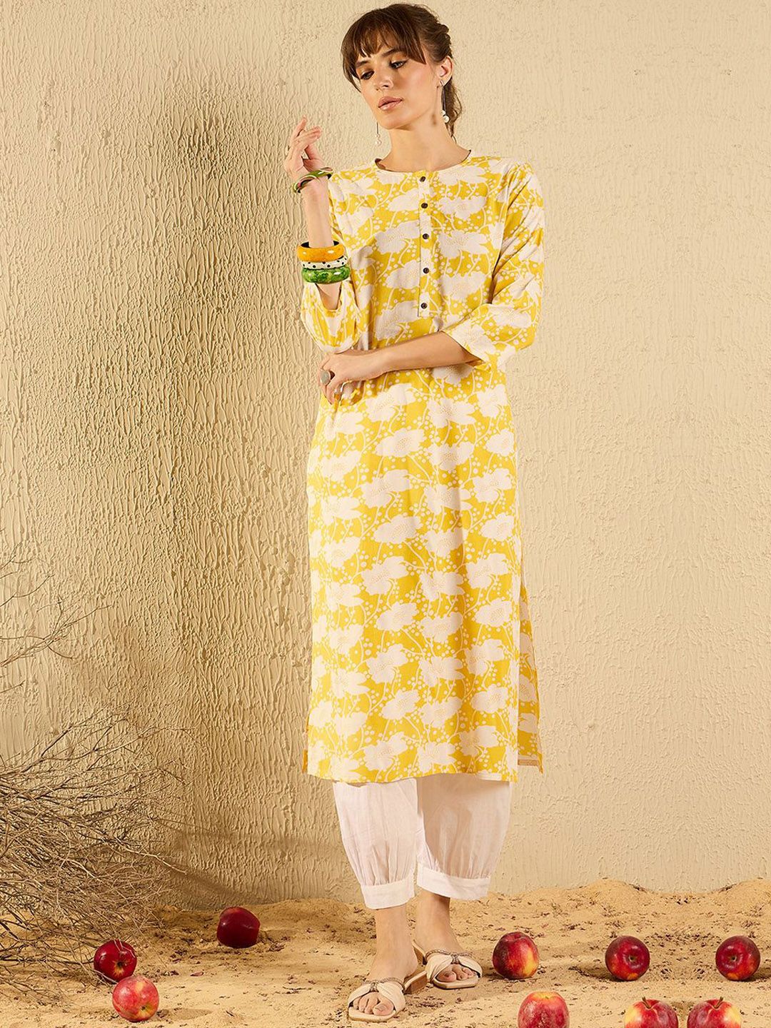 Indo Era Women Yoke Design Flared Sleeves Kurta