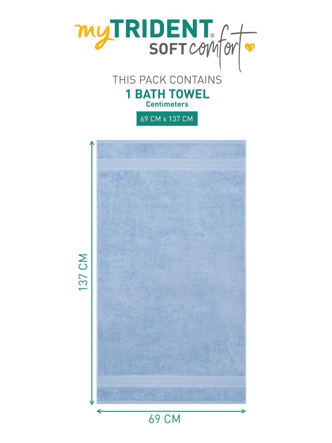 MYTRIDENT Turquoise Blue Cotton 500 GSM Bath Towel