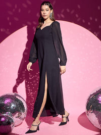 Berrylush Women Bishop Sleeve A-Line Maxi Dress