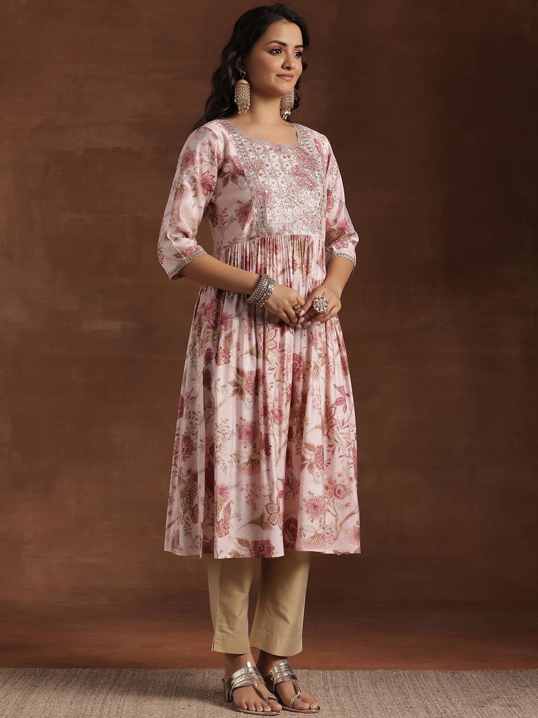 Libas Floral Printed Pleated Kurta