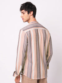 VASTRADO Men Crinkled Striped Kurta