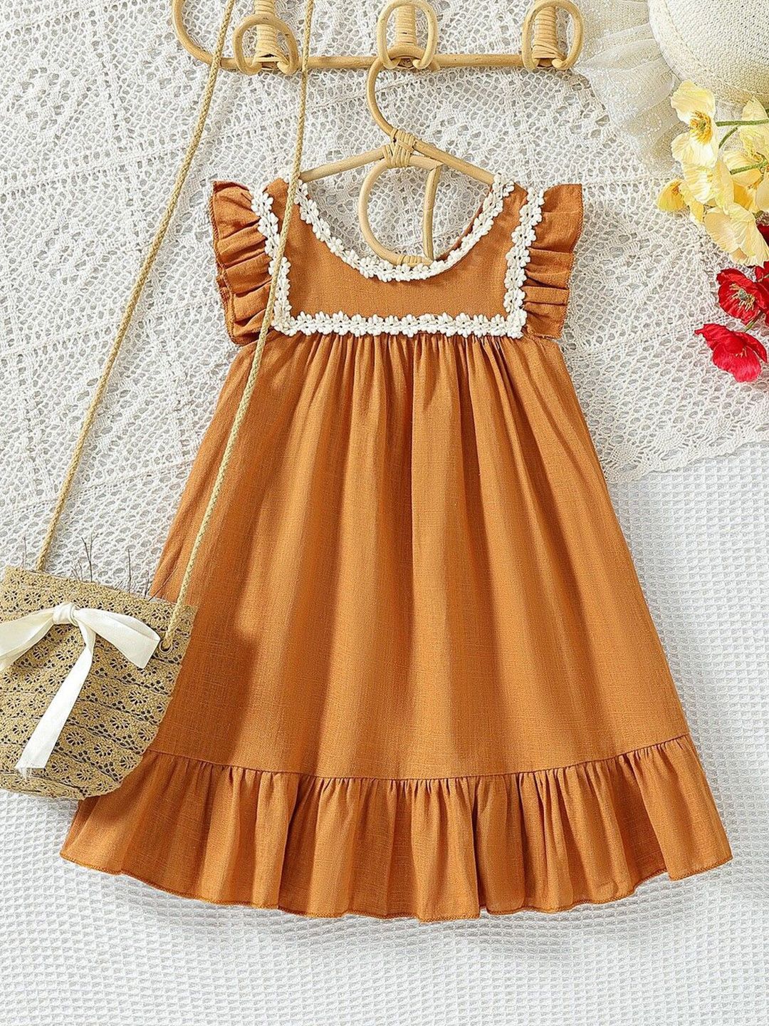 YK Maxi Girls Embroidered Lace A-Line Dress