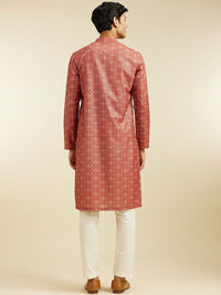 Diwas by Manyavar Geometric Printed Mandarin Collar Cotton Straight Kurta
