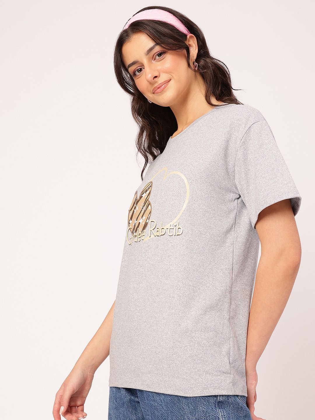 DressBerry Bunny Bun Printed Drop Sleeves T-shirt