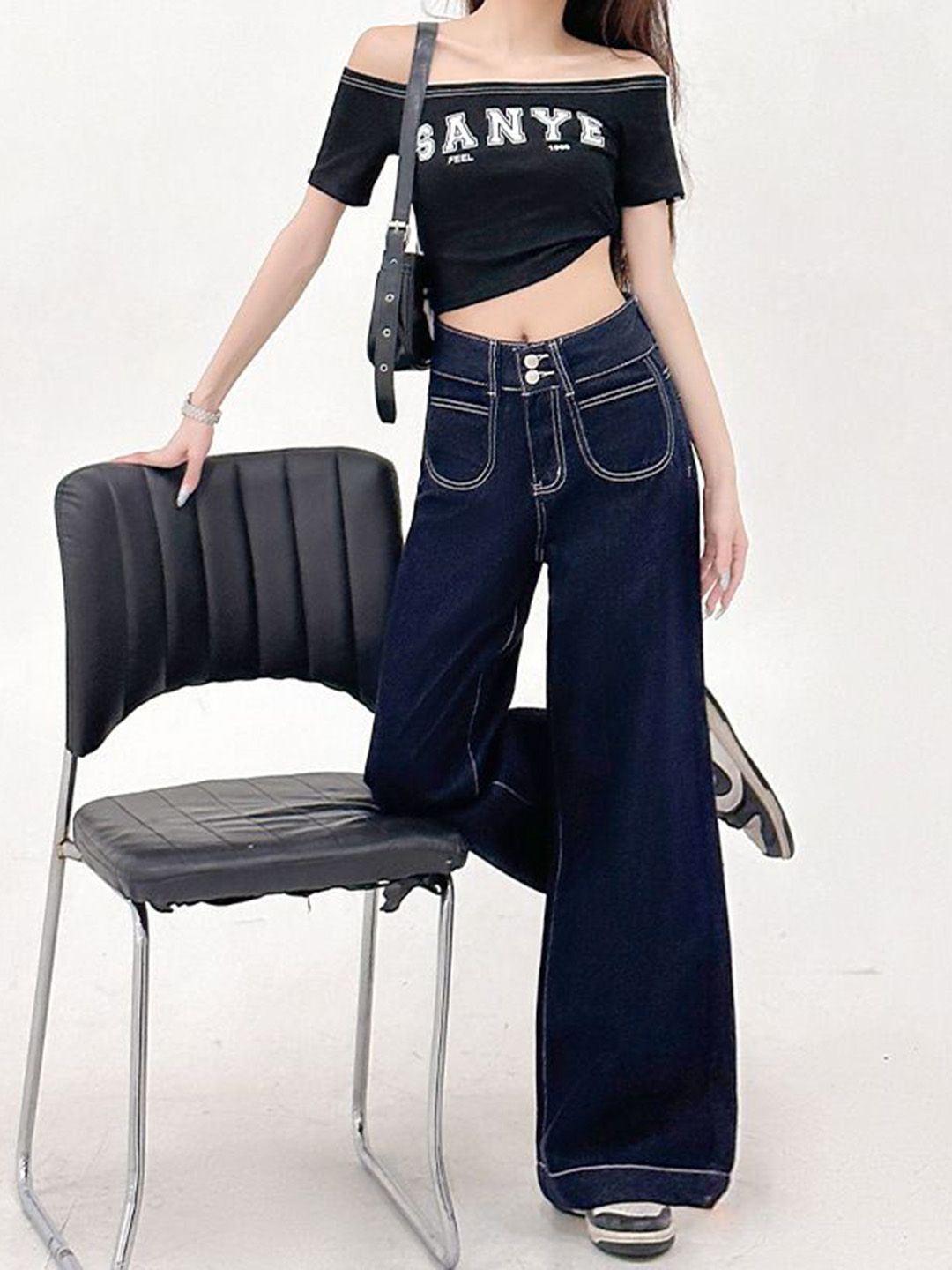 DressBerry Women Wide Leg High-Rise Jeans