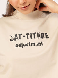 DressBerry Cat Woman Boxy Crop Sweatshirt