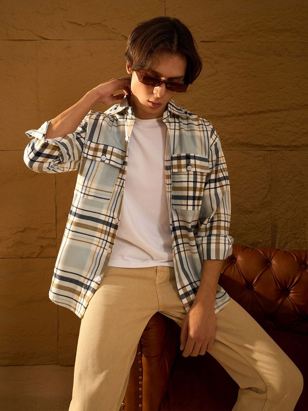 Dennison Men Double Pocket Drop Bahu Kapas Berlebihan