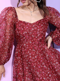 Tokyo Talkies Floral Print A-Line Mini Dress