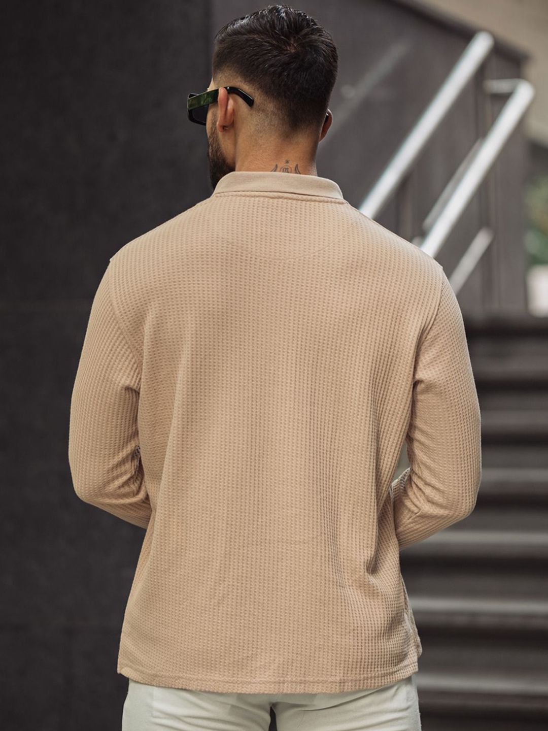 Powerlook Men Self Design Polo Collar Cotton T-shirt