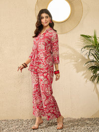 KALINI Floral Printed V Neck Top & Trousers