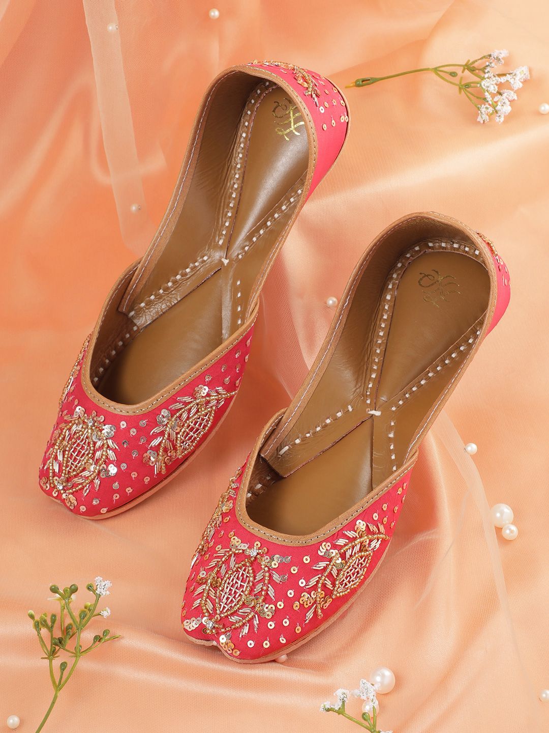 House of Pataudi Sequin Embellished Mojaris