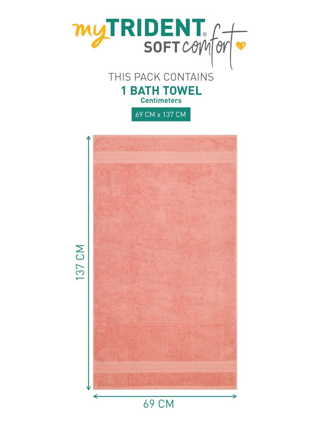 MYTRIDENT Coral Cotton 500 GSM Bath Towel