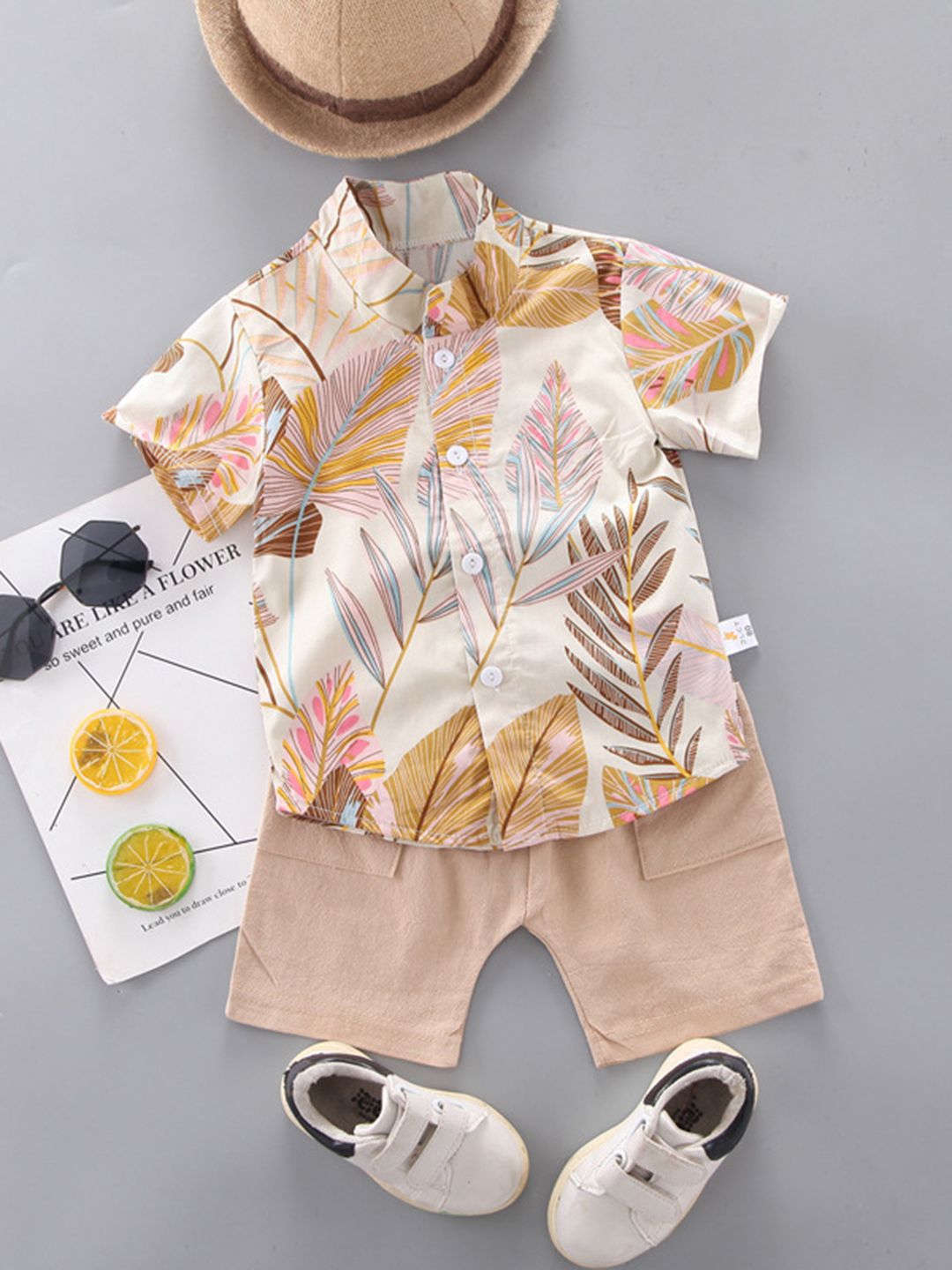 YK Boys Printed Shirt & Shorts Clothing Set
