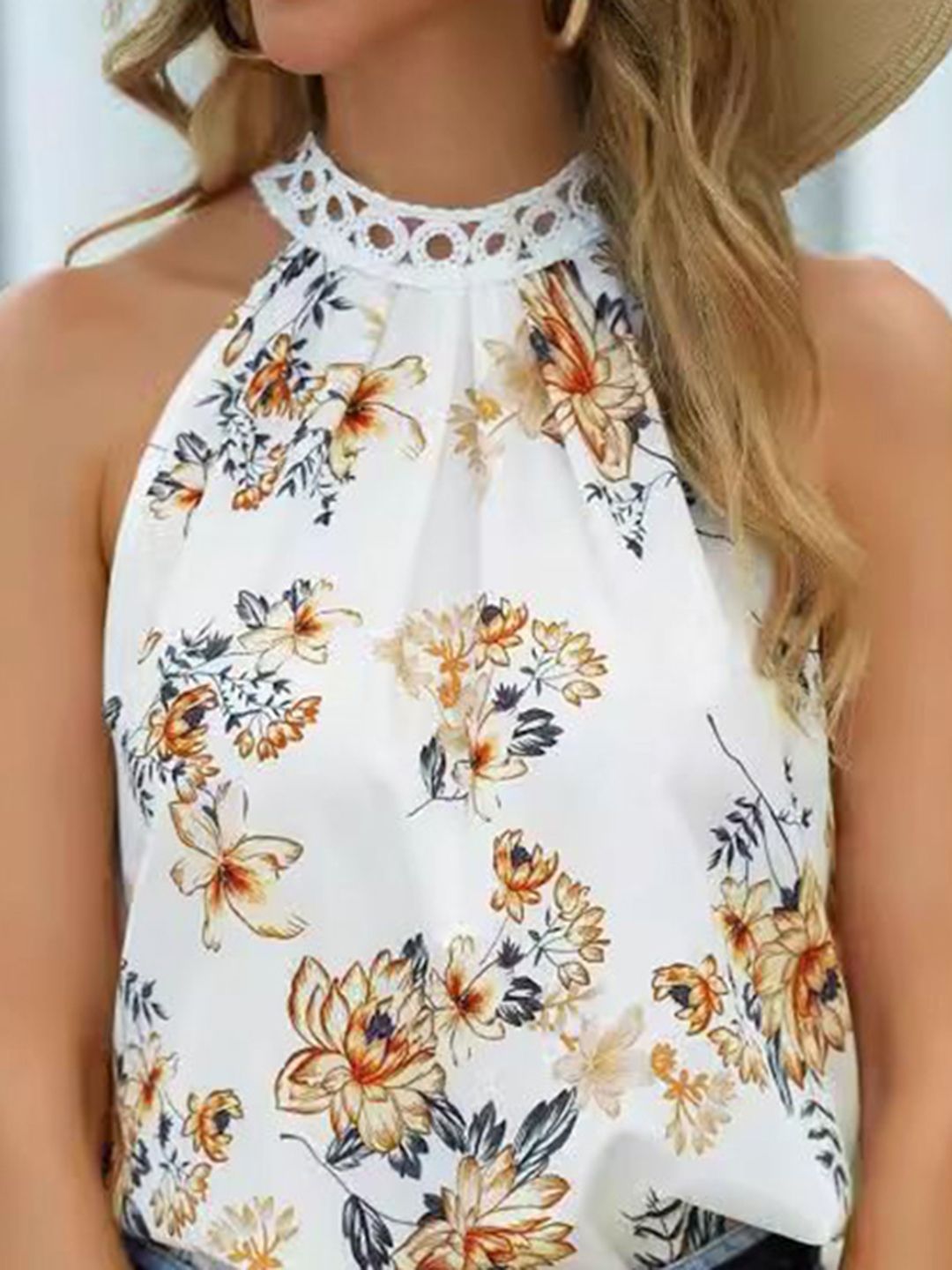 all about you Floral Printed Halter Neck Regular Top