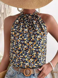 DressBerry Women Floral Print Halter Neck Sleeveless Top
