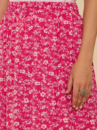 Berrylush Floral Printed A-Line Midi Skirt