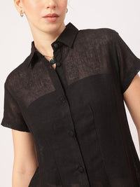 DressBerry Serene Silhouette Sheer MIni Shirt Dress