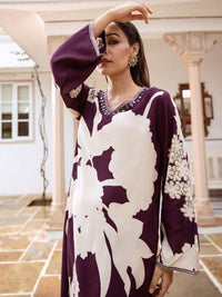 Indo Era Floral Printed Sequinned A-Line Kurta With Salwar