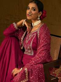 Indo Era Ethnic Motifs Embroidered Zari A-Line Kurta With Trousers & Dupatta