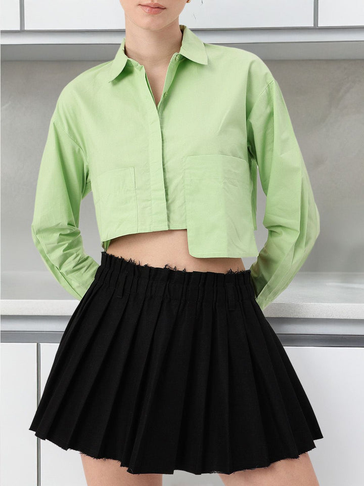 DressBerry Cool Matcha Big Box Energy Power Pocket Crop Shirt