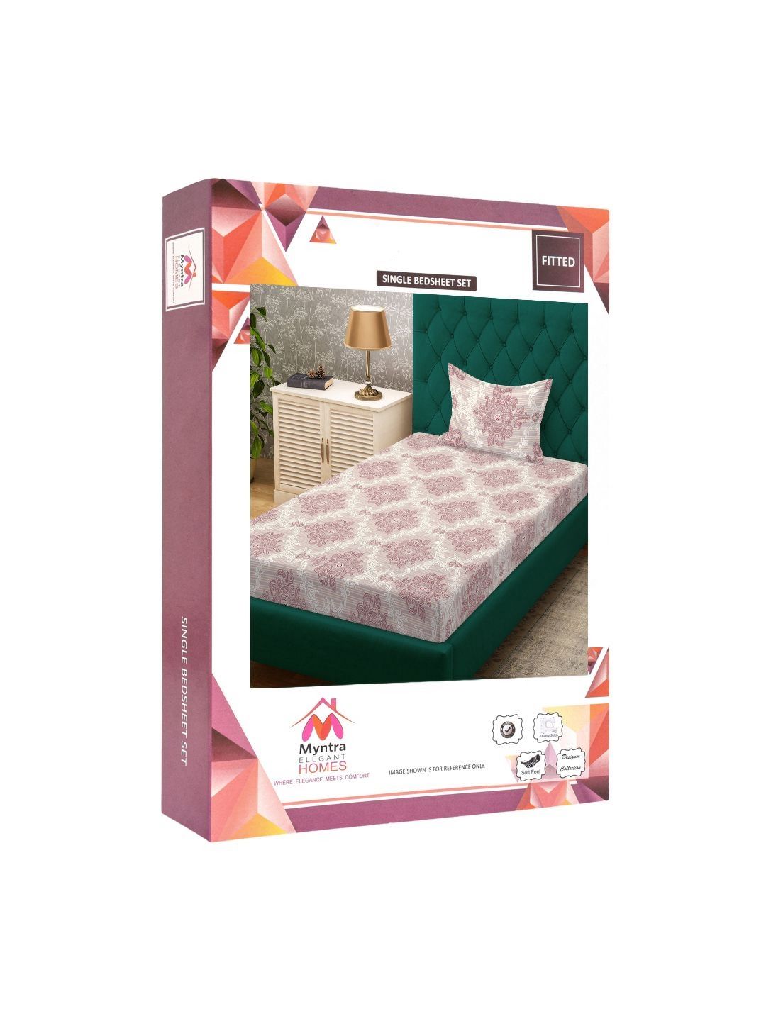 Myntra Elegant Homes Grey & Brown 300 TC Cadar Katil Single dengan 1 Sarung Bantal