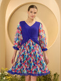 Antheaa Floral Print Chiffon Fit & Flare Dress