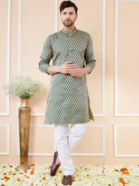 See Designs Ethnic Motifs Woven Design Mandarin Collar Regular Pure Silk Straight Kurta