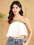 Berrylush Women Halter Neck Sleeveless Regular Top