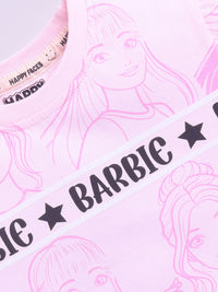 Happy Faces Girls Barbie Printed Pure Cotton T-shirt