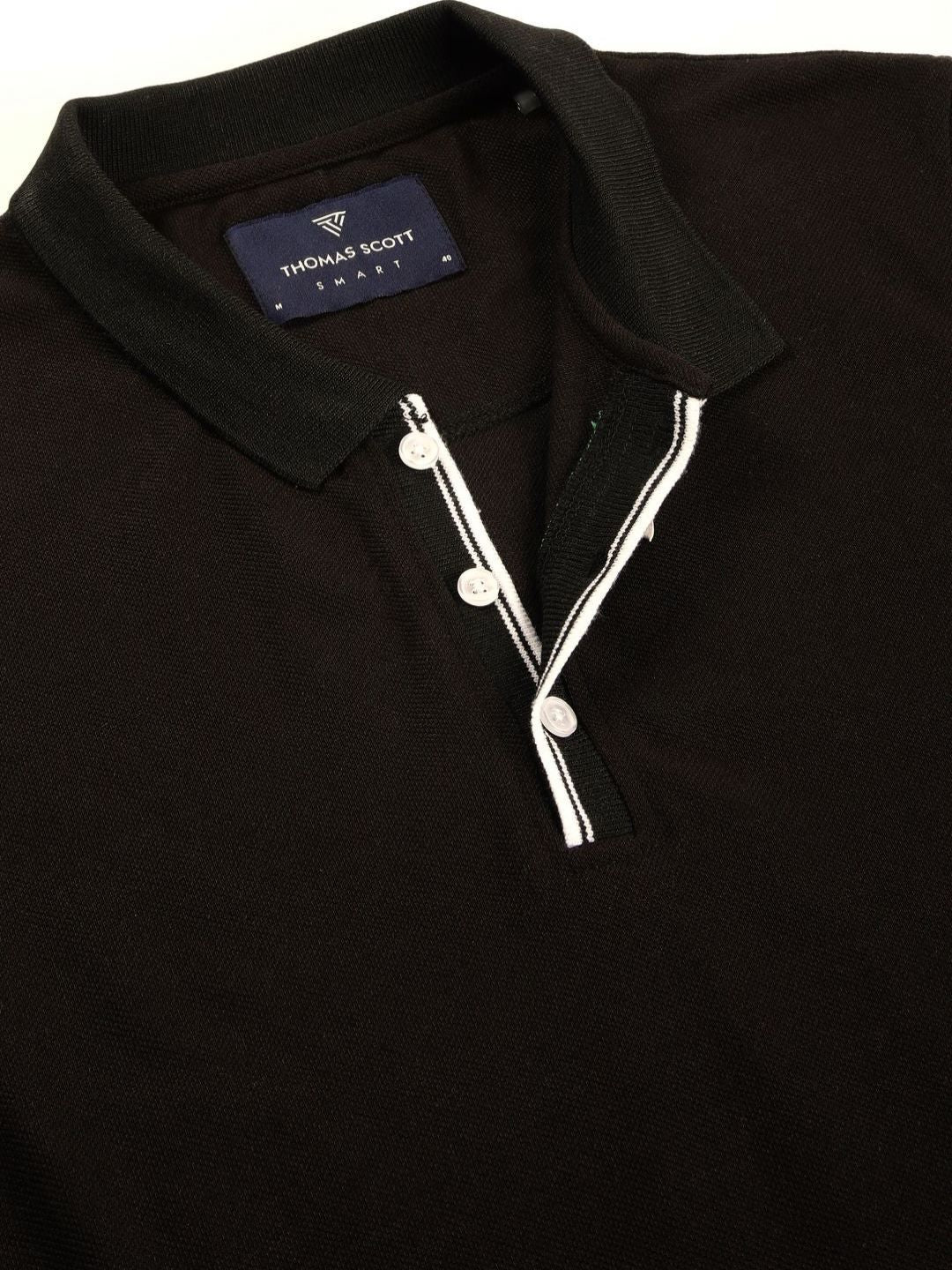 Thomas Scott Men Solid Polo Collar Cotton T-shirt