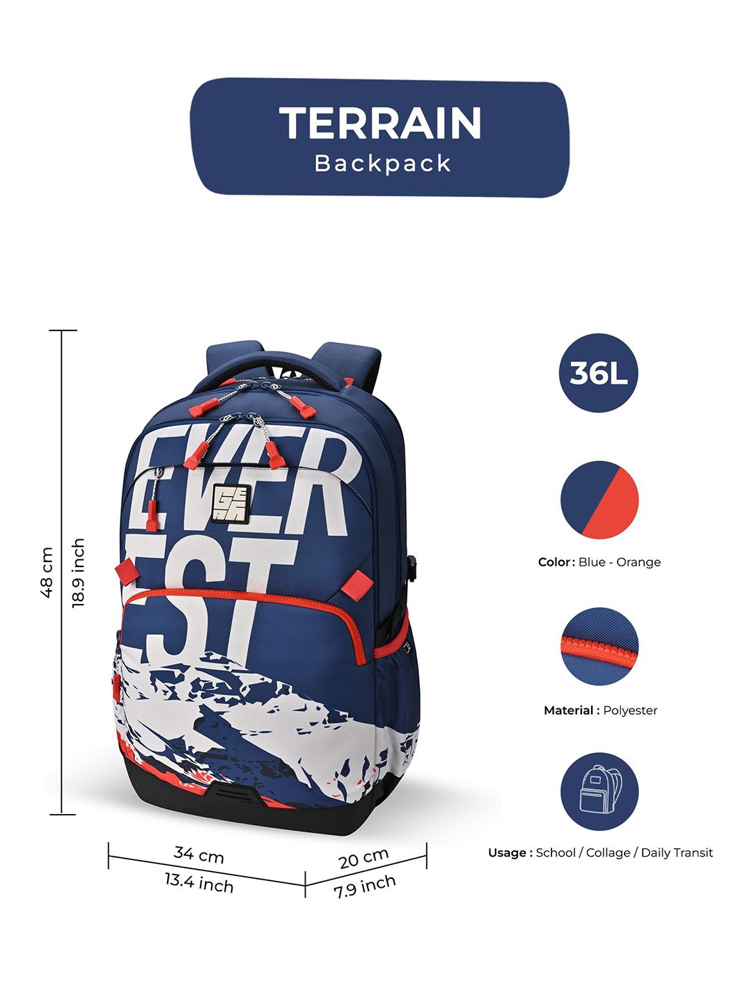 Gear Unisex Typography Backpack