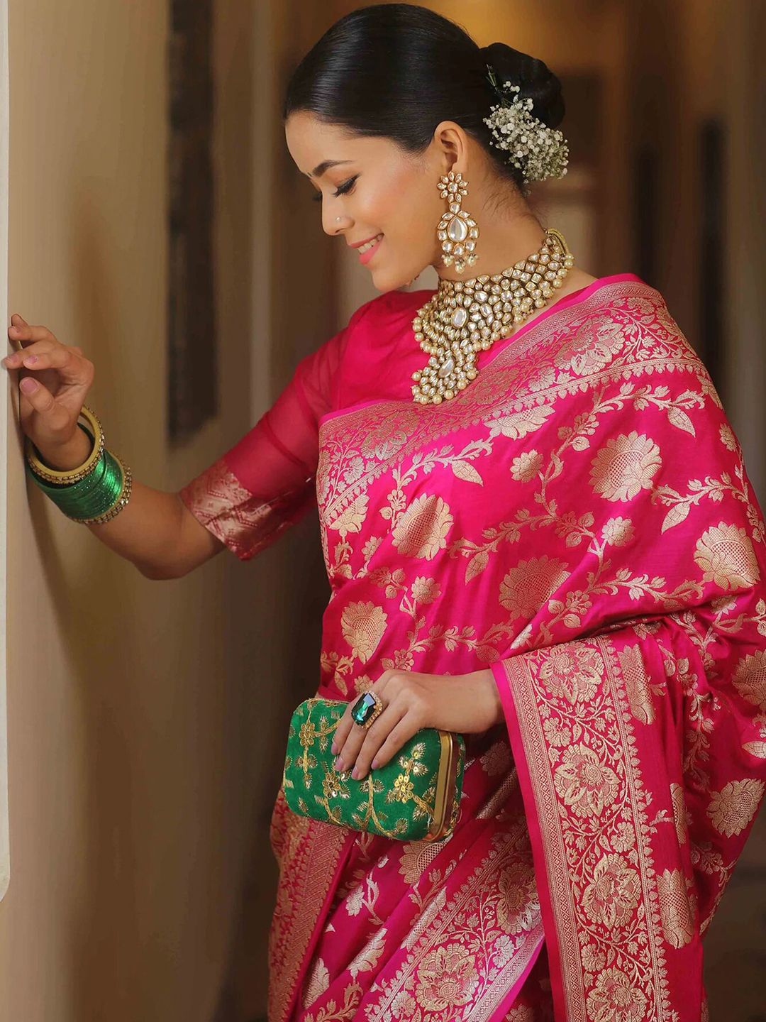 KALINI Ethnic Motifs Zari Banarasi Saree