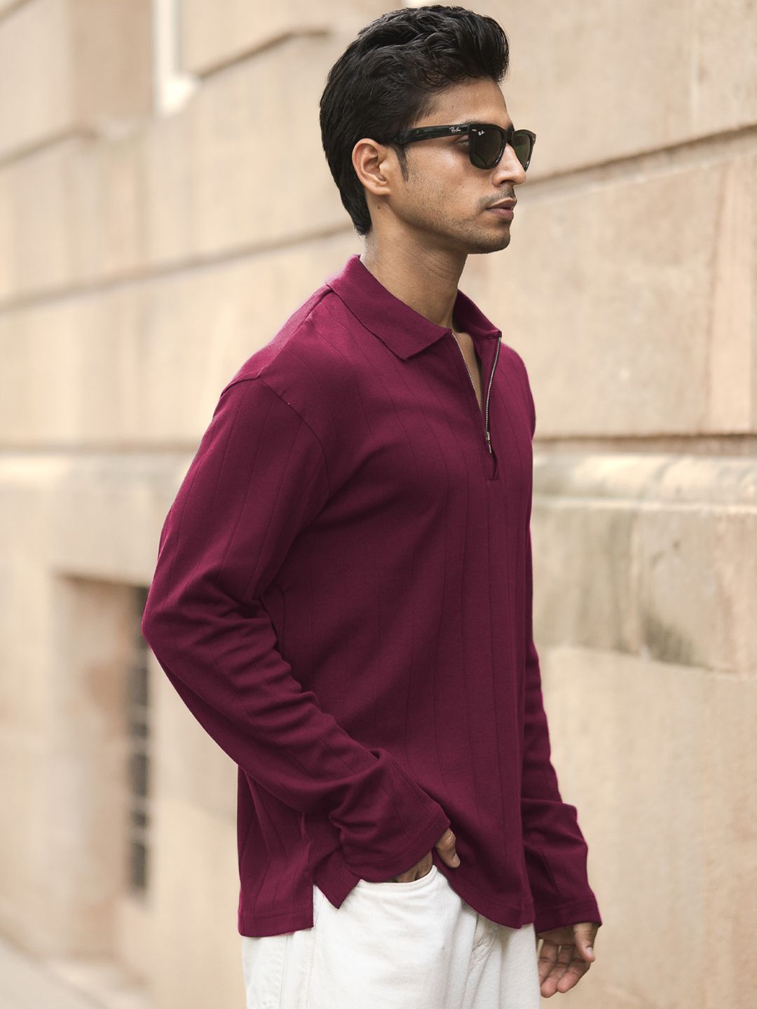 Powerlook Men Polo Collar Pure Cotton Zipper T-shirt