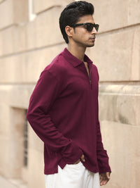 Powerlook Men Polo Collar Pure Cotton Zipper T-shirt