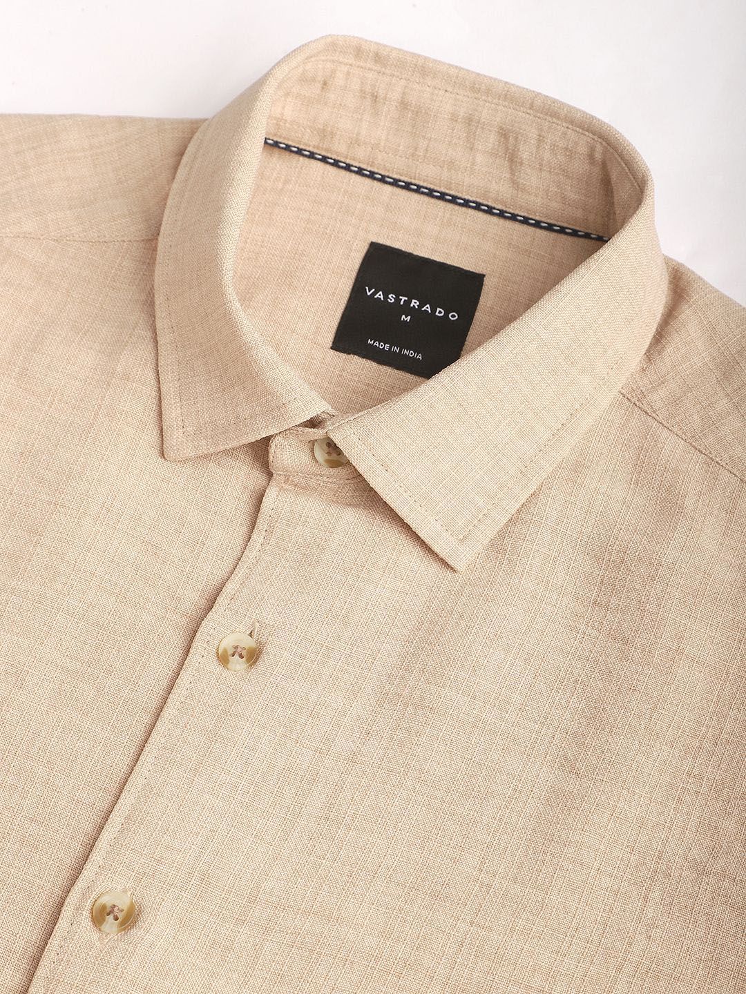 VASTRADO Men Classic Spread Collar Solid Cotton Slim Fit Casual Shirt