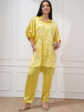 Vishudh Women Lime Embroidered Tunic with Regular Pants Co-Ord Set