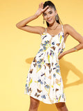 Berrylush Tropical Print A-Line Mini Dress
