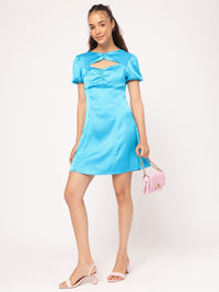 DressBerry Cut Out Detailed Ruched Satin Dress