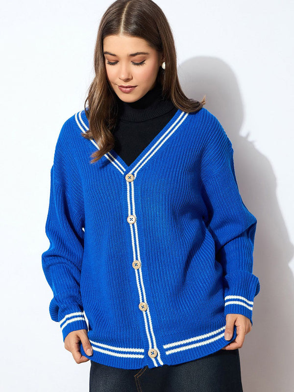 SASSAFRAS Women Round Neck Front-Open  Sweater