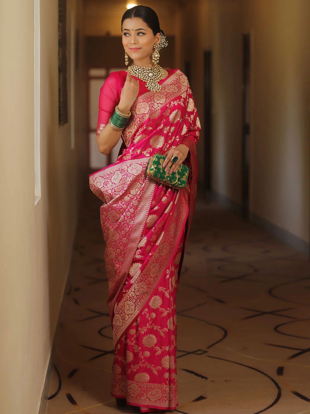 KALINI Ethnic Motifs Zari Banarasi Saree