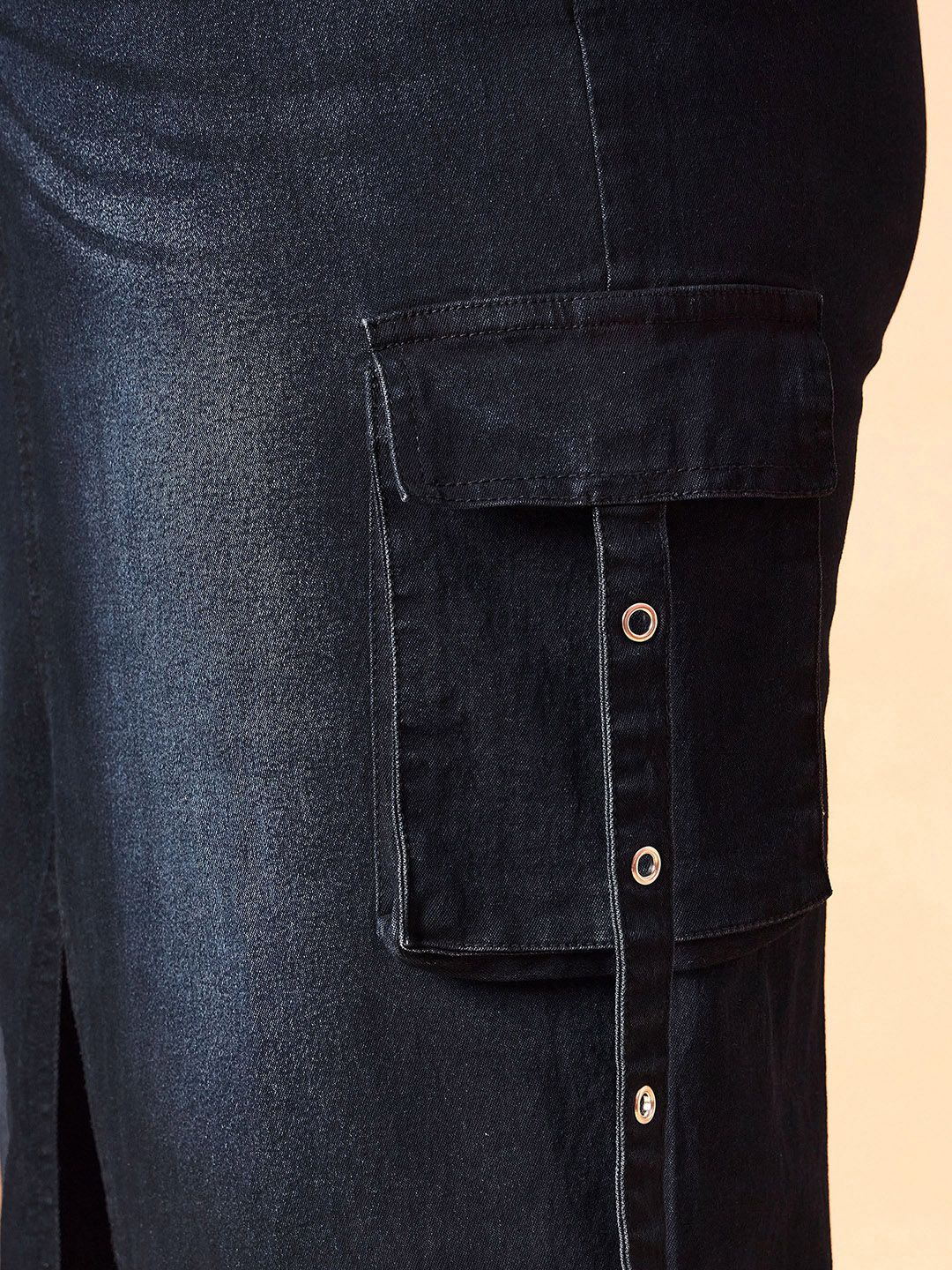 SASSAFRAS Curve Denim Pencil Midi Length Skirt